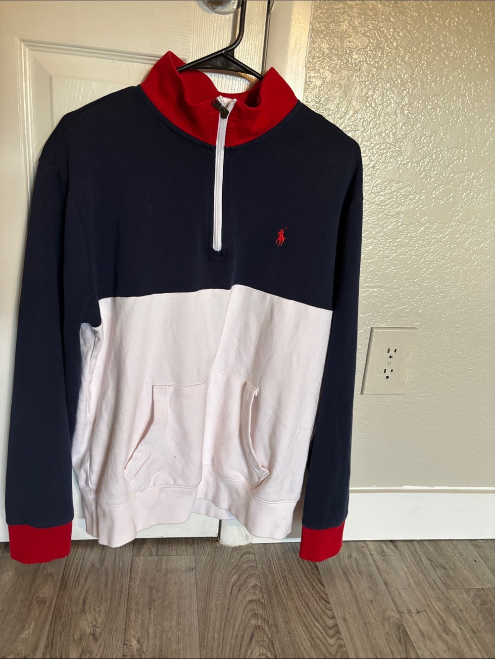 Ralph Lauren Men’s Navy/White/Red Half-Zip Colorblock Pullover